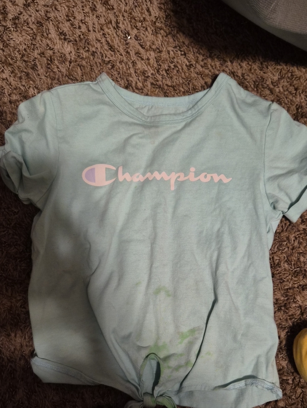 Champion Girls' Light Blue Tee with Pink Logo